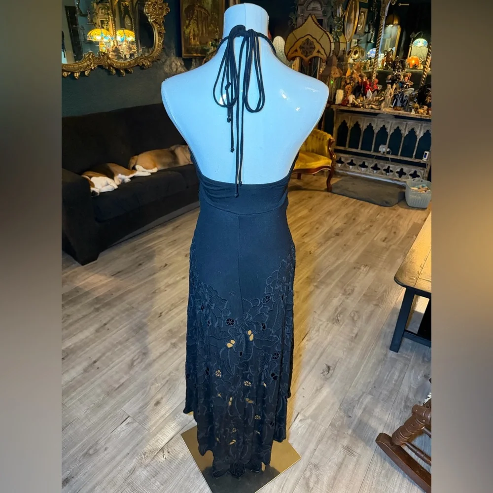 SKY Black Lace Halter High-Low Dress – Medium – Boho Witchy Y2K Vibes - Picture 10 of 11